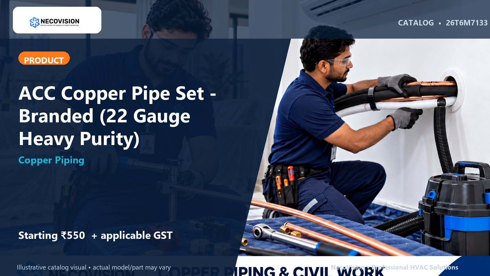 ACC Copper Pipe Set - Branded (22 Gauge Heavy Purity) - NecoVision hero catalog visual
