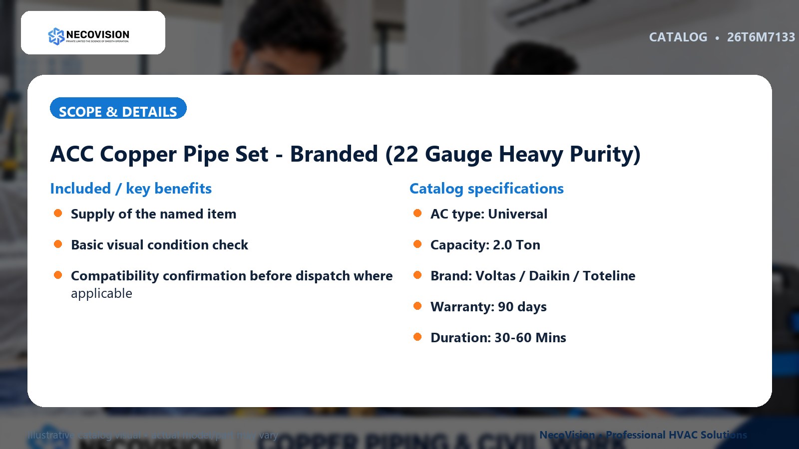 ACC Copper Pipe Set - Branded (22 Gauge Heavy Purity): scope