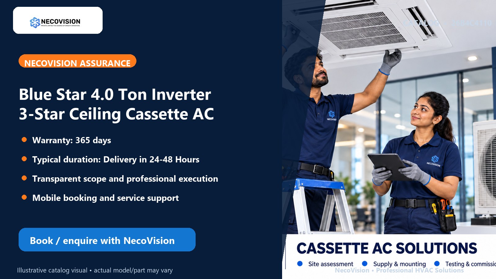 Blue Star 4.0 Ton Inverter 3-Star Ceiling Cassette AC: assurance