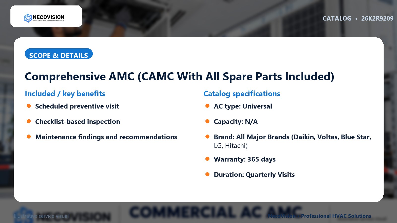 Comprehensive AMC (CAMC With All Spare Parts Included): scope