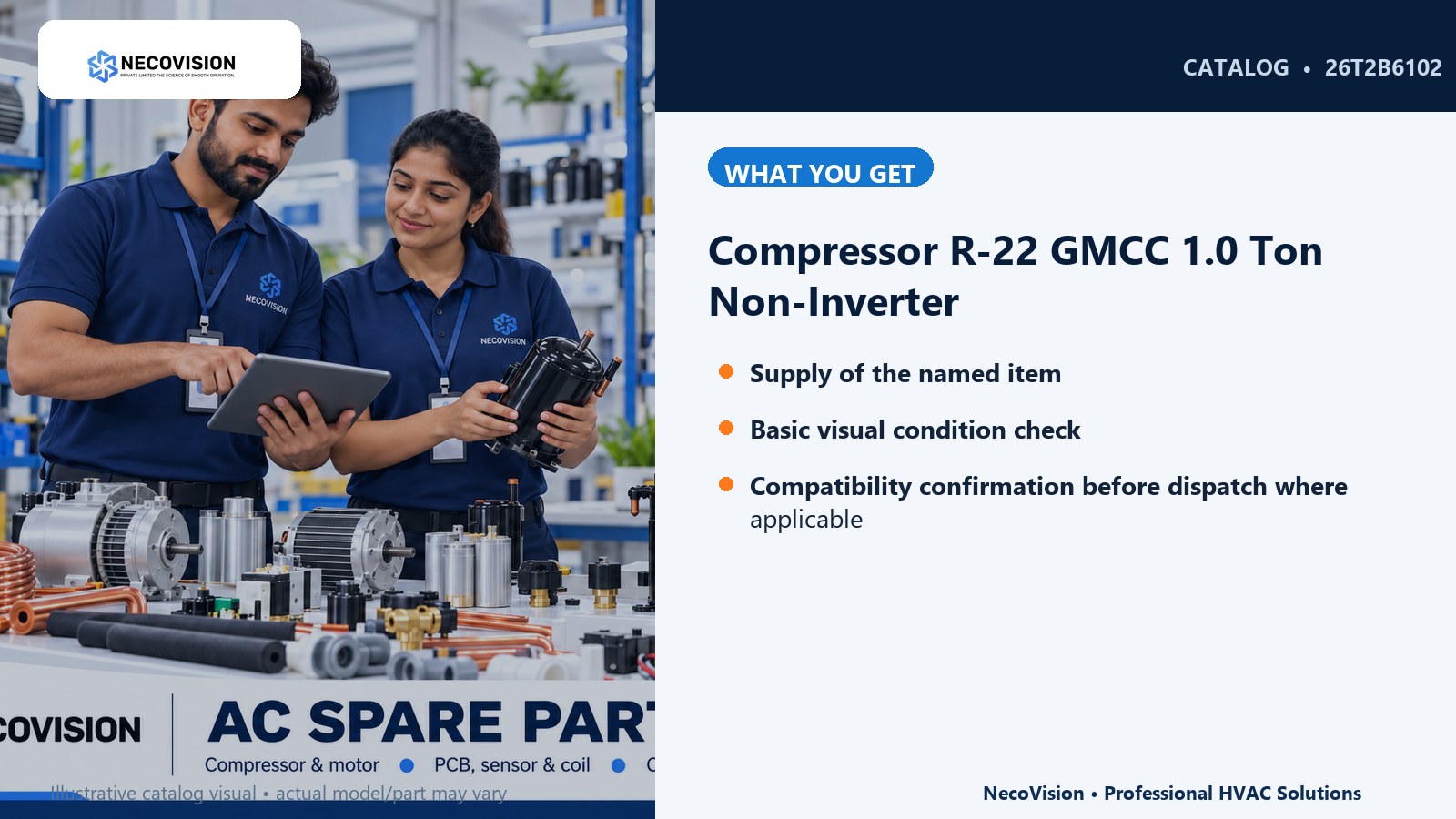 Compressor R-22 GMCC 1.0 Ton Non-Inverter: details