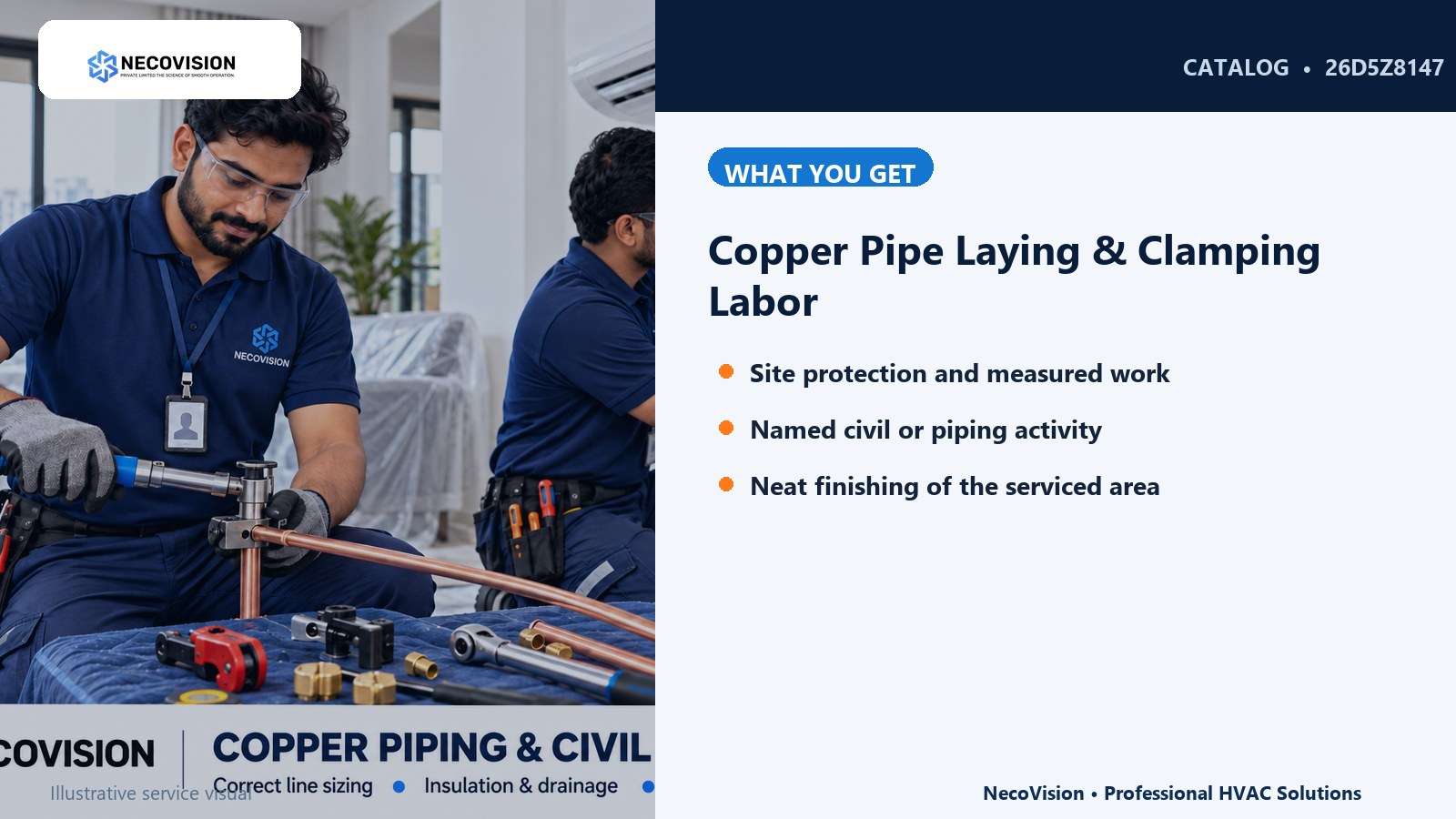 Copper Pipe Laying & Clamping Labor: details