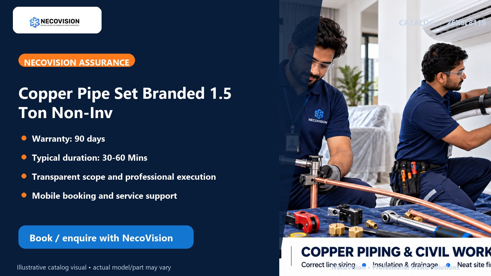 Copper Pipe Set Branded 1.5 Ton Non-Inv: assurance