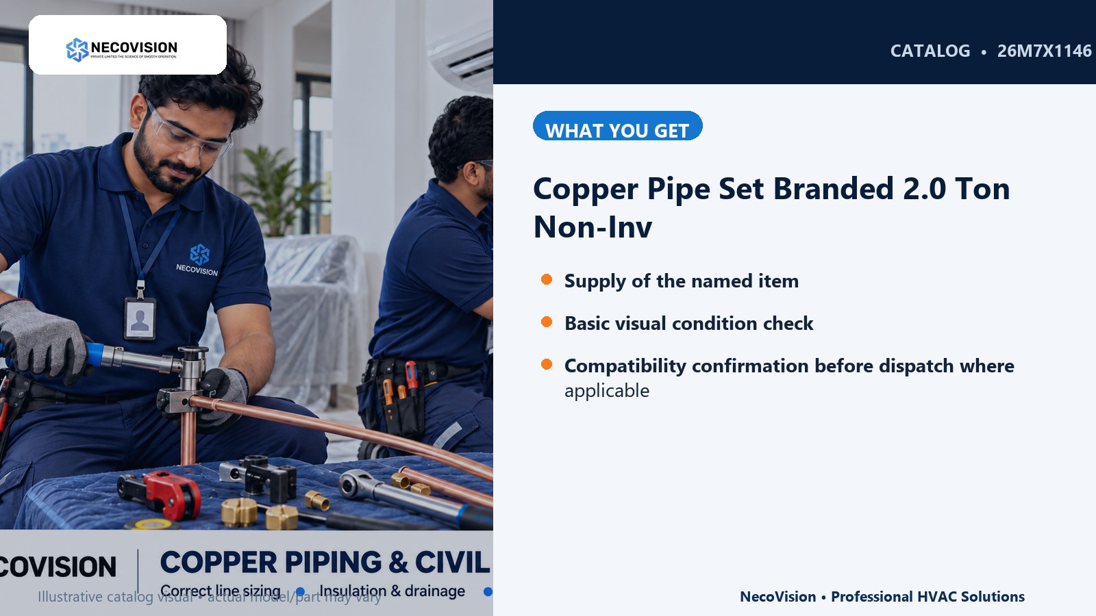 Copper Pipe Set Branded 2.0 Ton Non-Inv: details