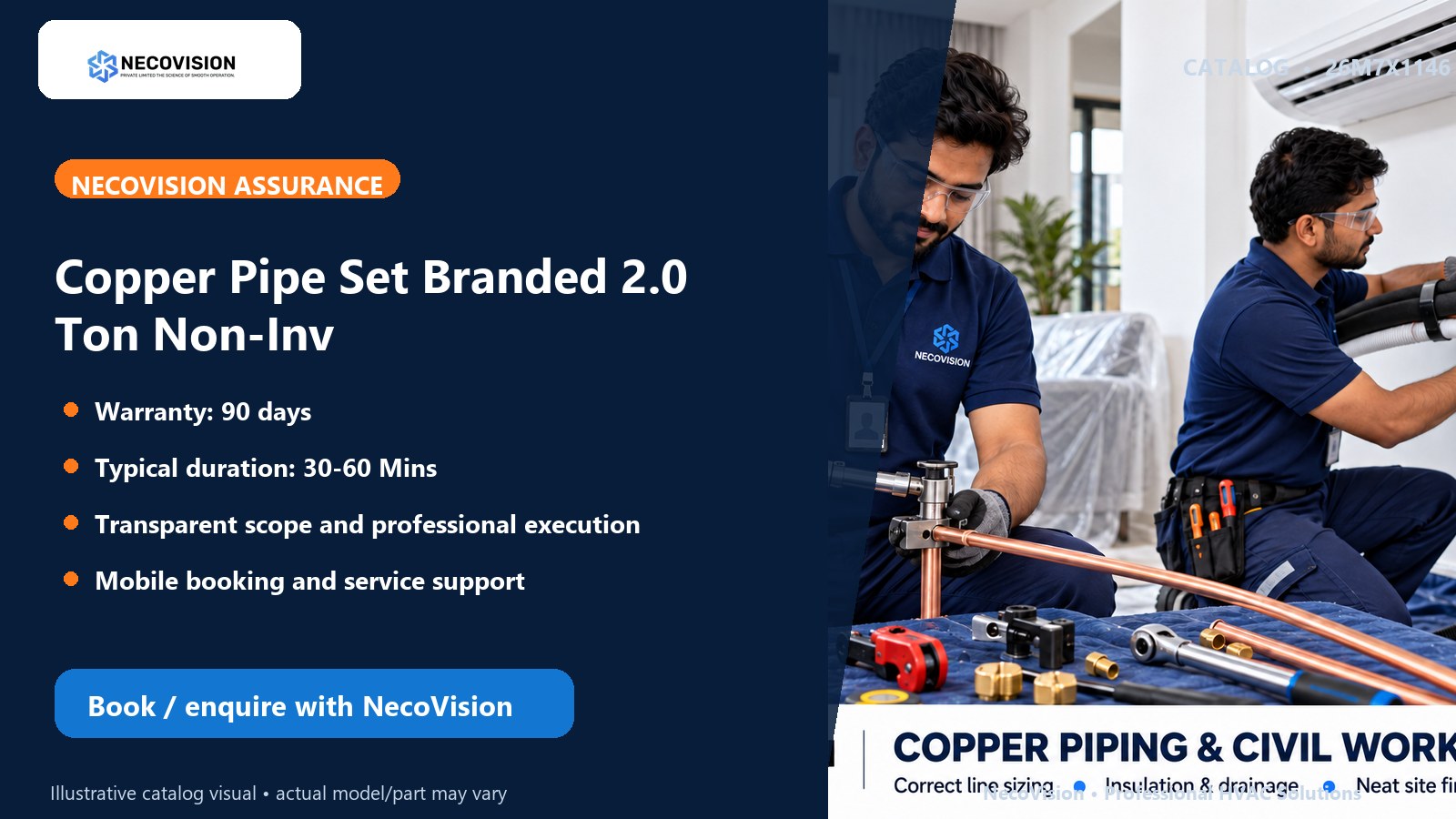 Copper Pipe Set Branded 2.0 Ton Non-Inv: assurance