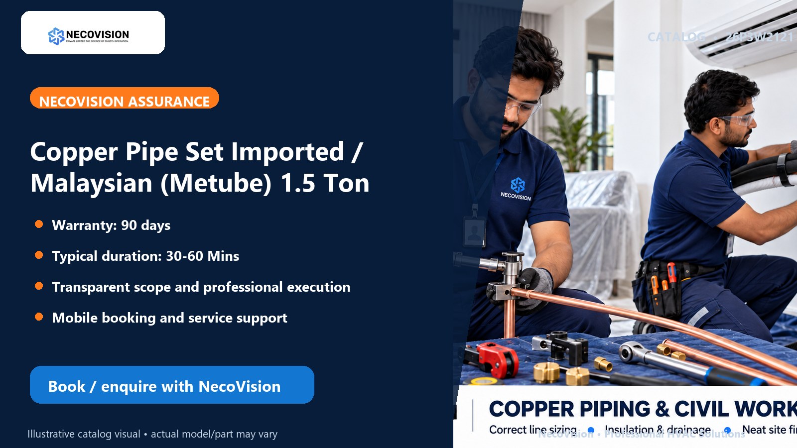 Copper Pipe Set Imported / Malaysian (Metube) 1.5 Ton: assurance