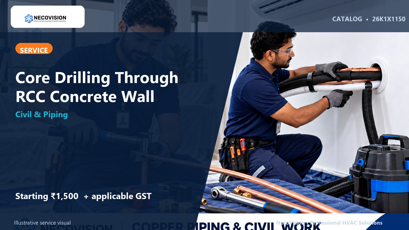 Core Drilling Through RCC Concrete Wall - NecoVision hero catalog visual