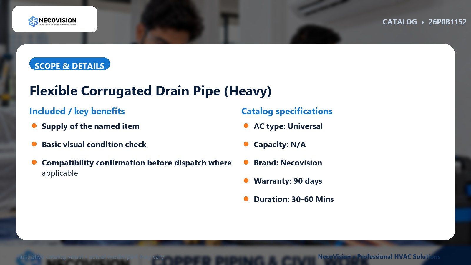 Flexible Corrugated Drain Pipe (Heavy): scope