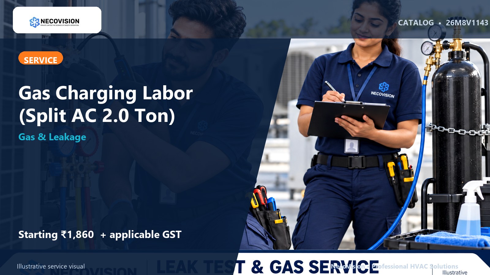 Gas Charging Labor (Split AC 2.0 Ton) - NecoVision hero catalog visual
