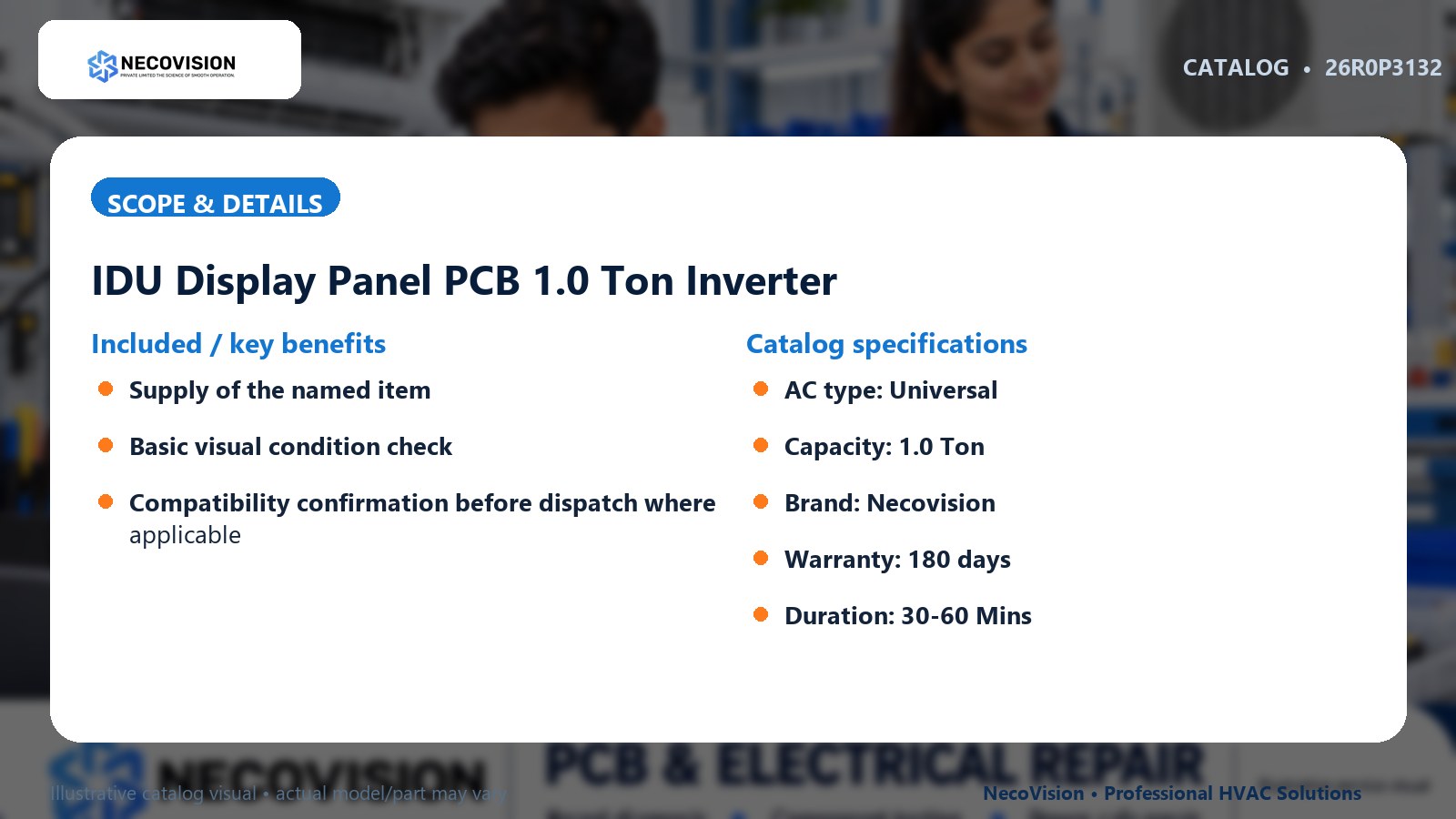 IDU Display Panel PCB 1.0 Ton Inverter: scope