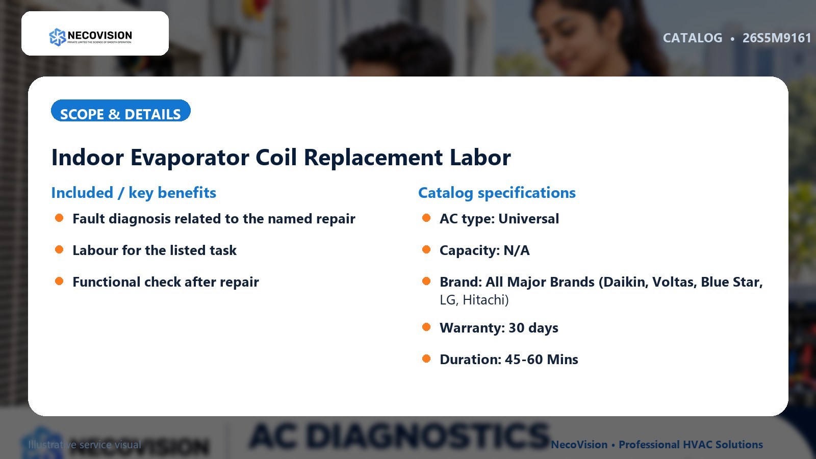 Indoor Evaporator Coil Replacement Labor: scope