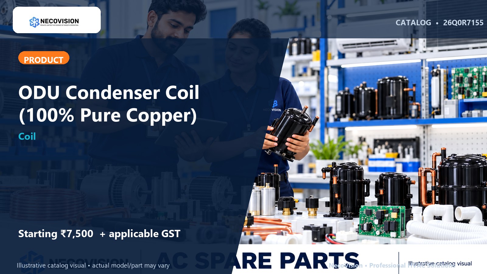 ODU Condenser Coil (100% Pure Copper) - NecoVision hero catalog visual
