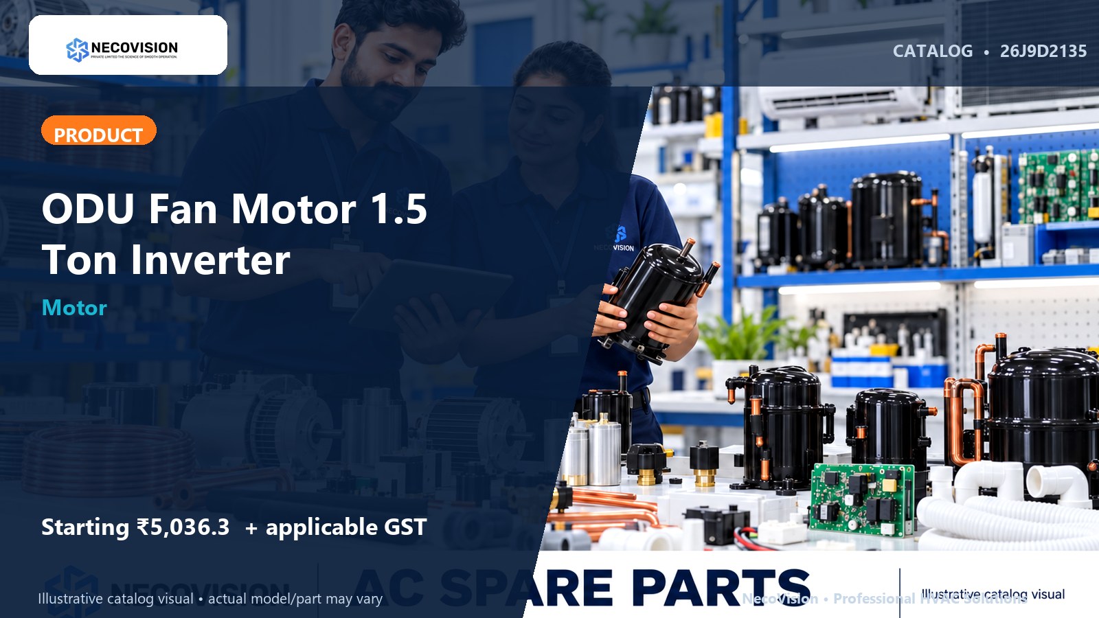 ODU Fan Motor 1.5 Ton Inverter - NecoVision hero catalog visual