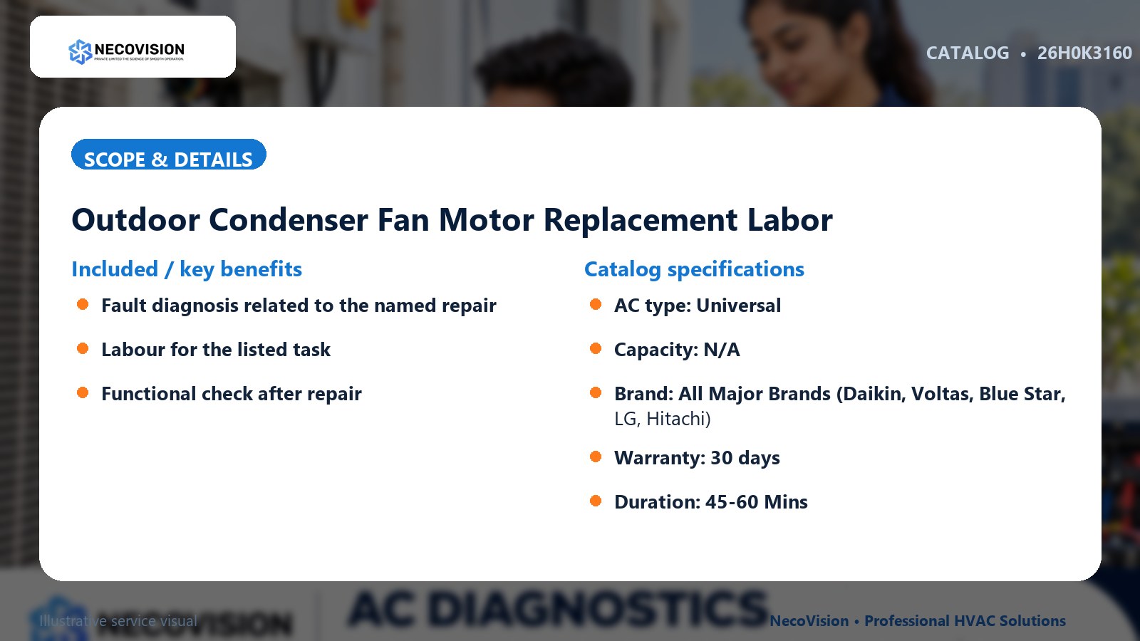 Outdoor Condenser Fan Motor Replacement Labor: scope