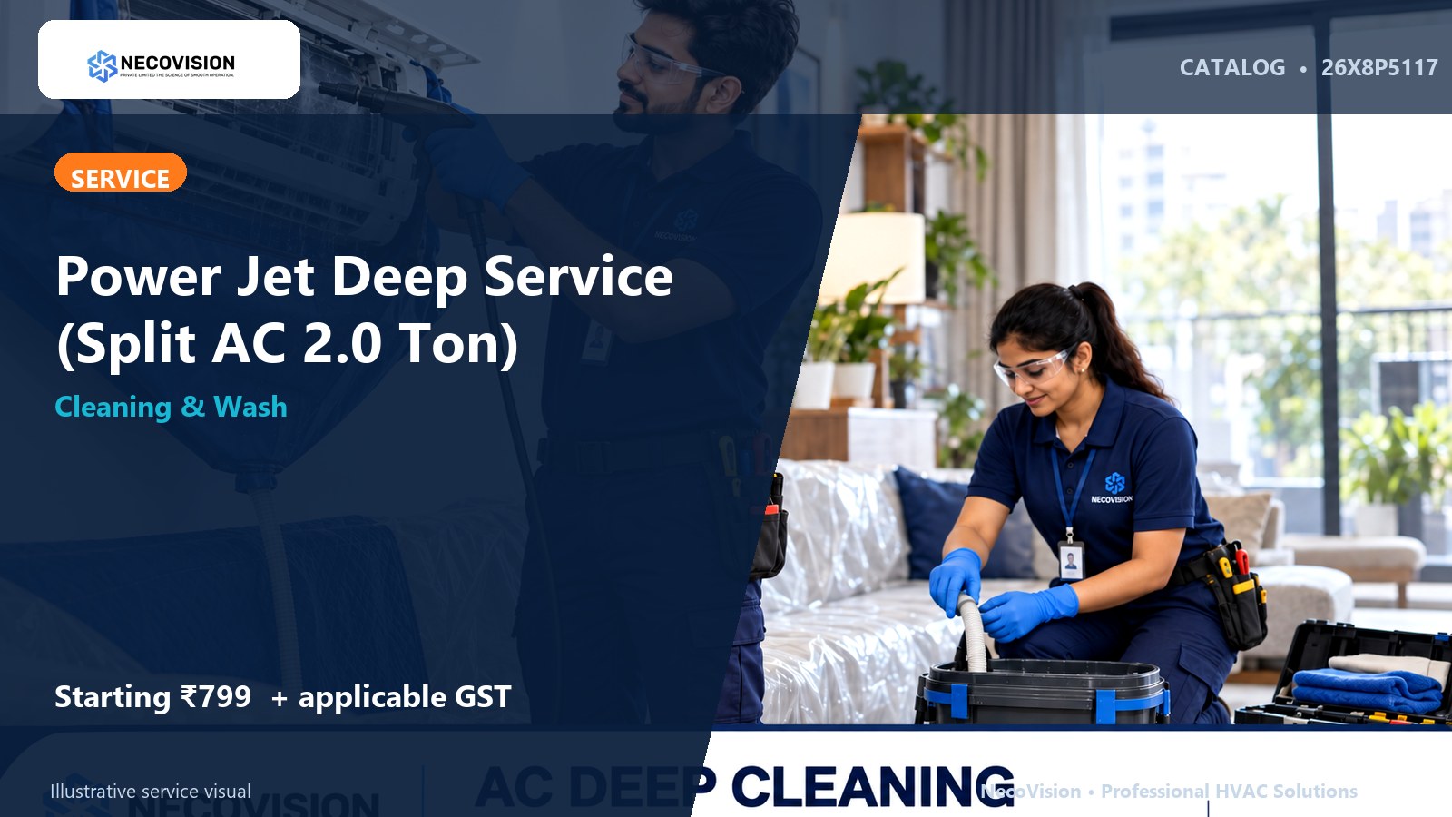 Power Jet Deep Service (Split AC 2.0 Ton) - NecoVision hero catalog visual