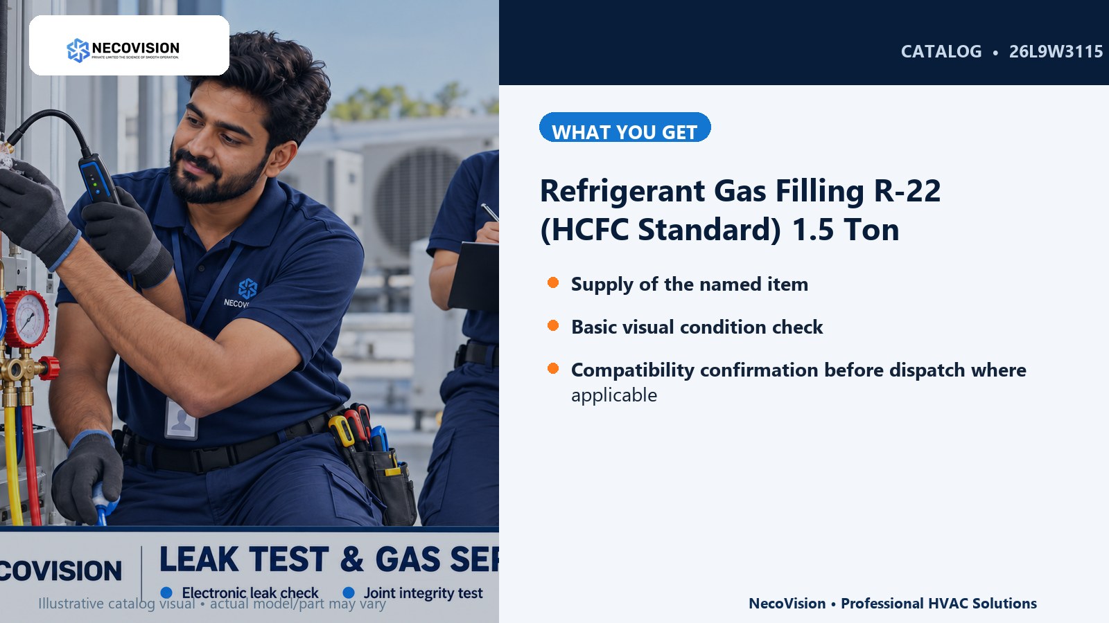 Refrigerant Gas Filling R-22 (HCFC Standard) 1.5 Ton: details