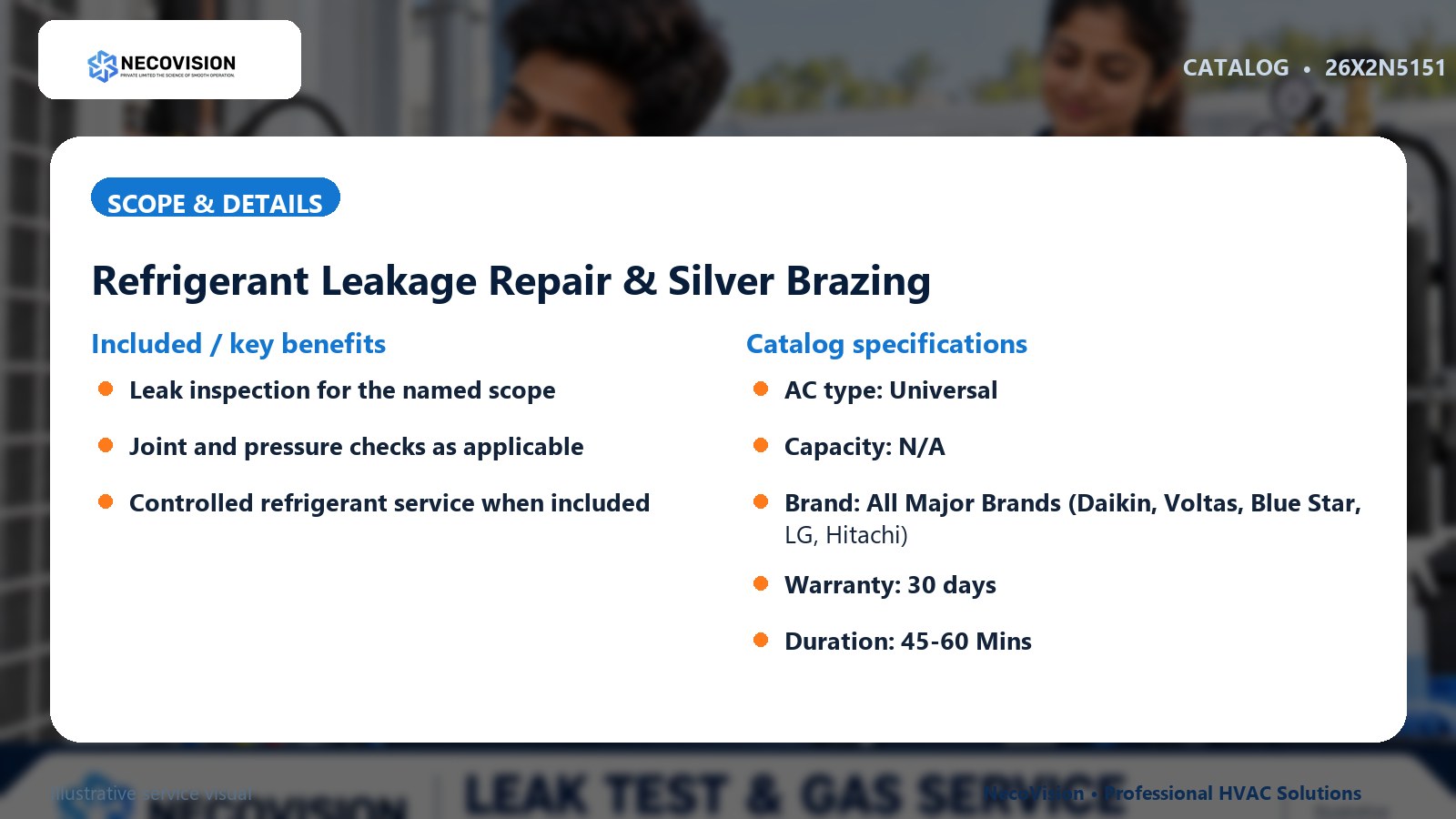 Refrigerant Leakage Repair & Silver Brazing: scope