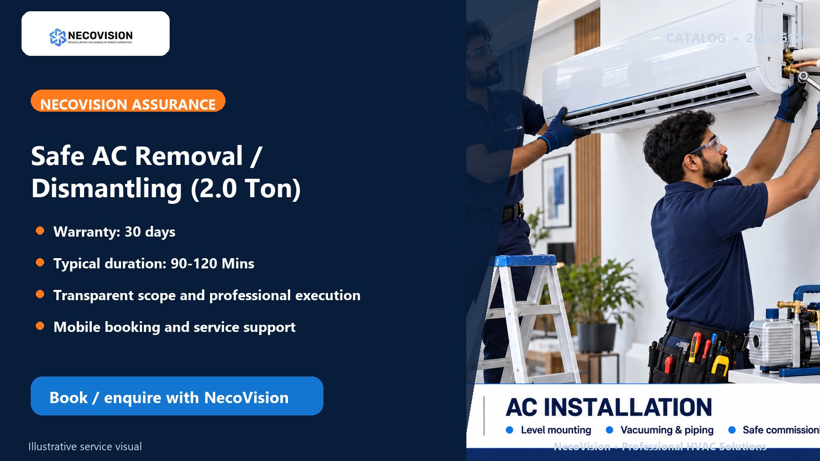 Safe AC Removal / Dismantling (2.0 Ton): assurance