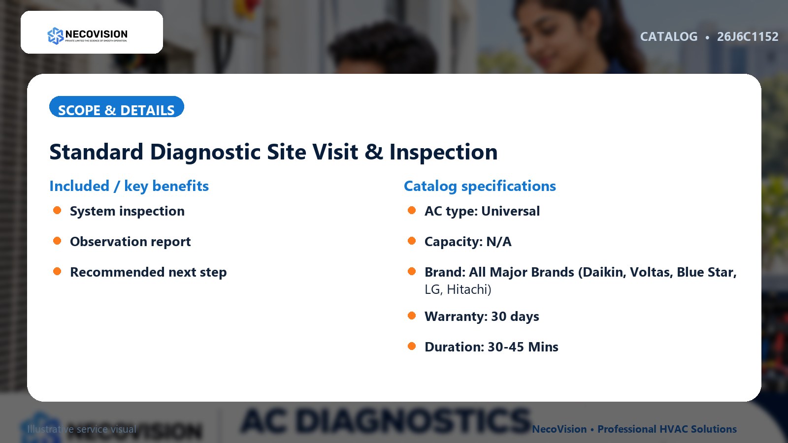 Standard Diagnostic Site Visit & Inspection: scope