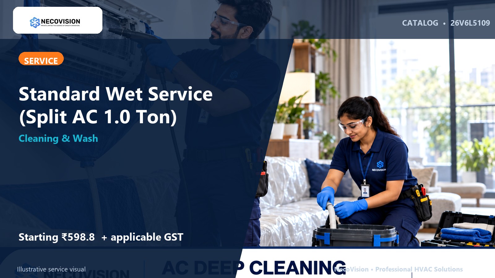 Standard Wet Service (Split AC 1.0 Ton) - NecoVision hero catalog visual