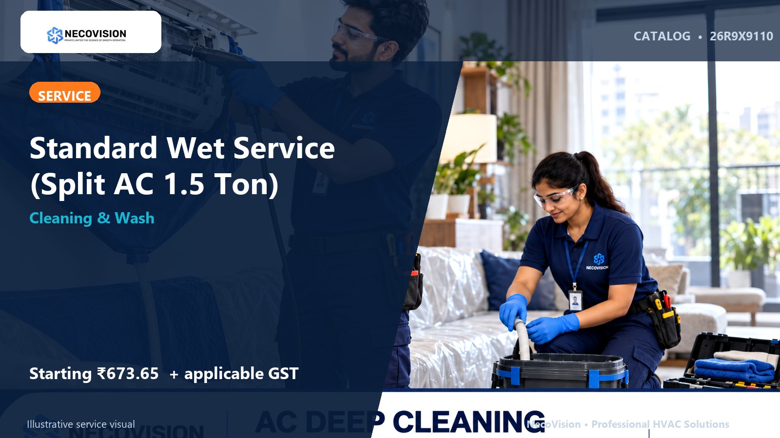 Standard Wet Service (Split AC 1.5 Ton) - NecoVision hero catalog visual