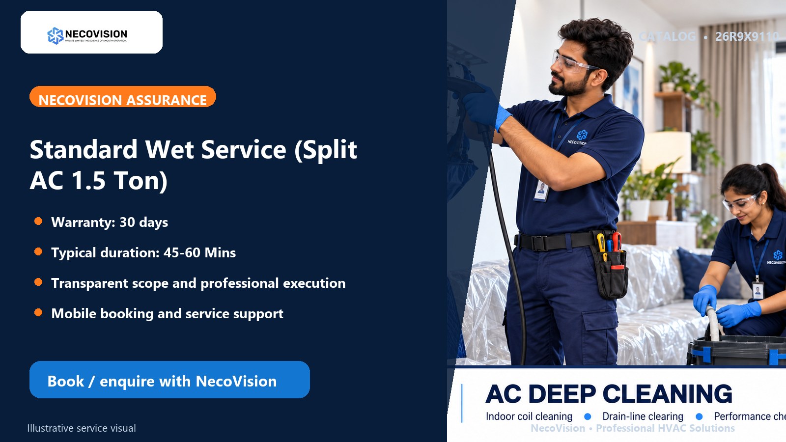 Standard Wet Service (Split AC 1.5 Ton): assurance