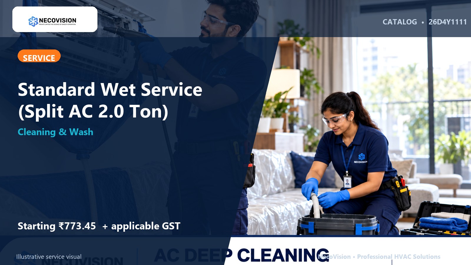 Standard Wet Service (Split AC 2.0 Ton) - NecoVision hero catalog visual