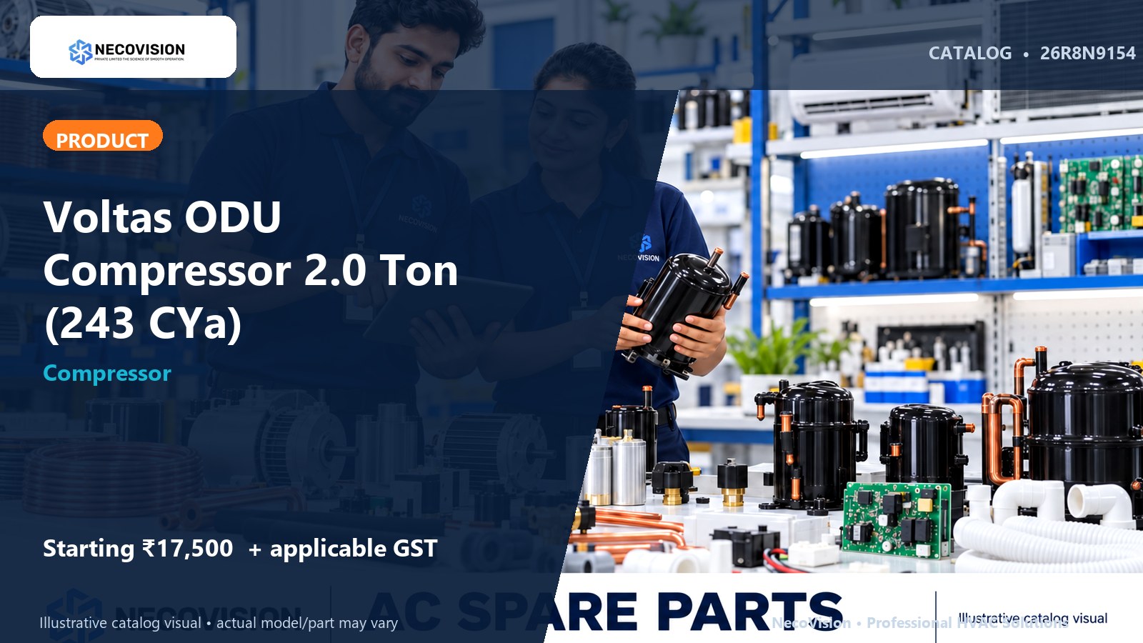 Voltas ODU Compressor 2.0 Ton (243 CYa) - NecoVision hero catalog visual